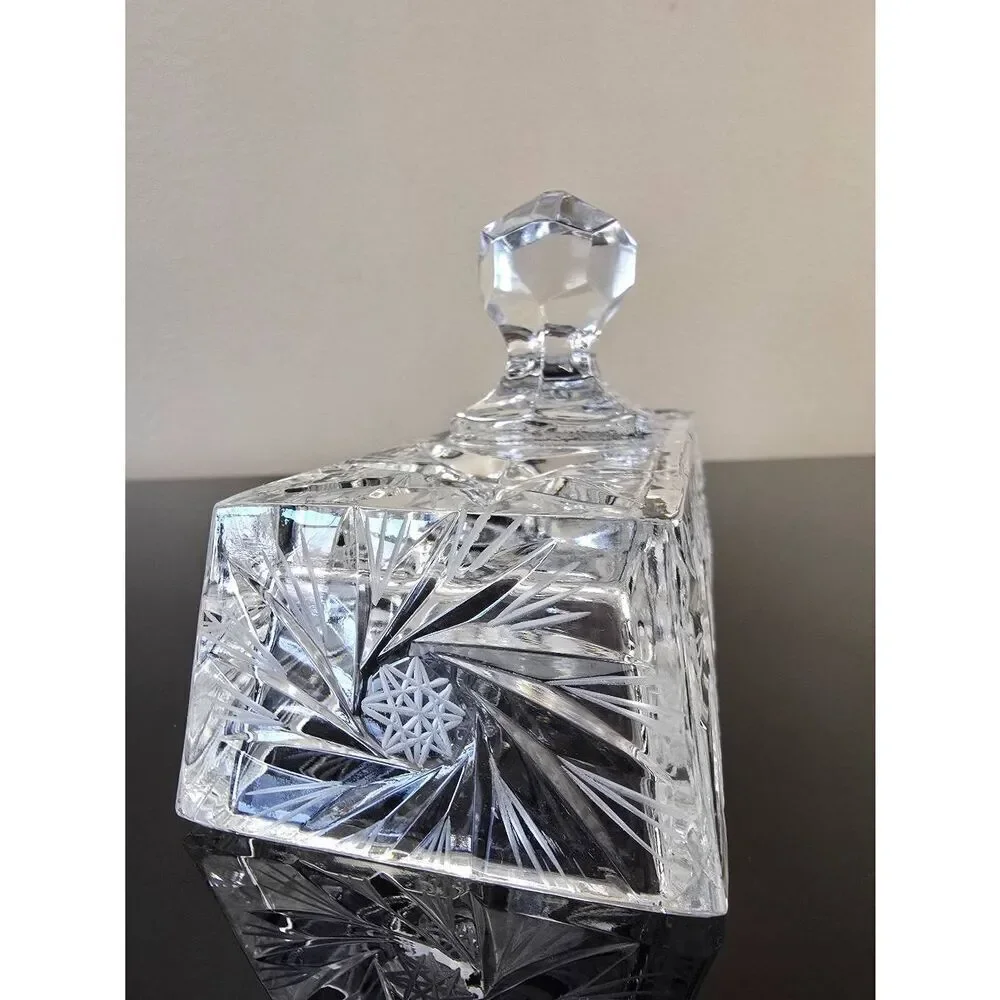 Crystal Butter Dish Diamond Cut Style